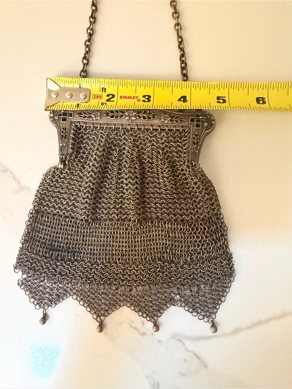 Antique German Silver Chainmail Mesh Purse Art Nouveau Handbag c1900 - Picture 13 of 13